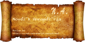 Novák Annamária névjegykártya